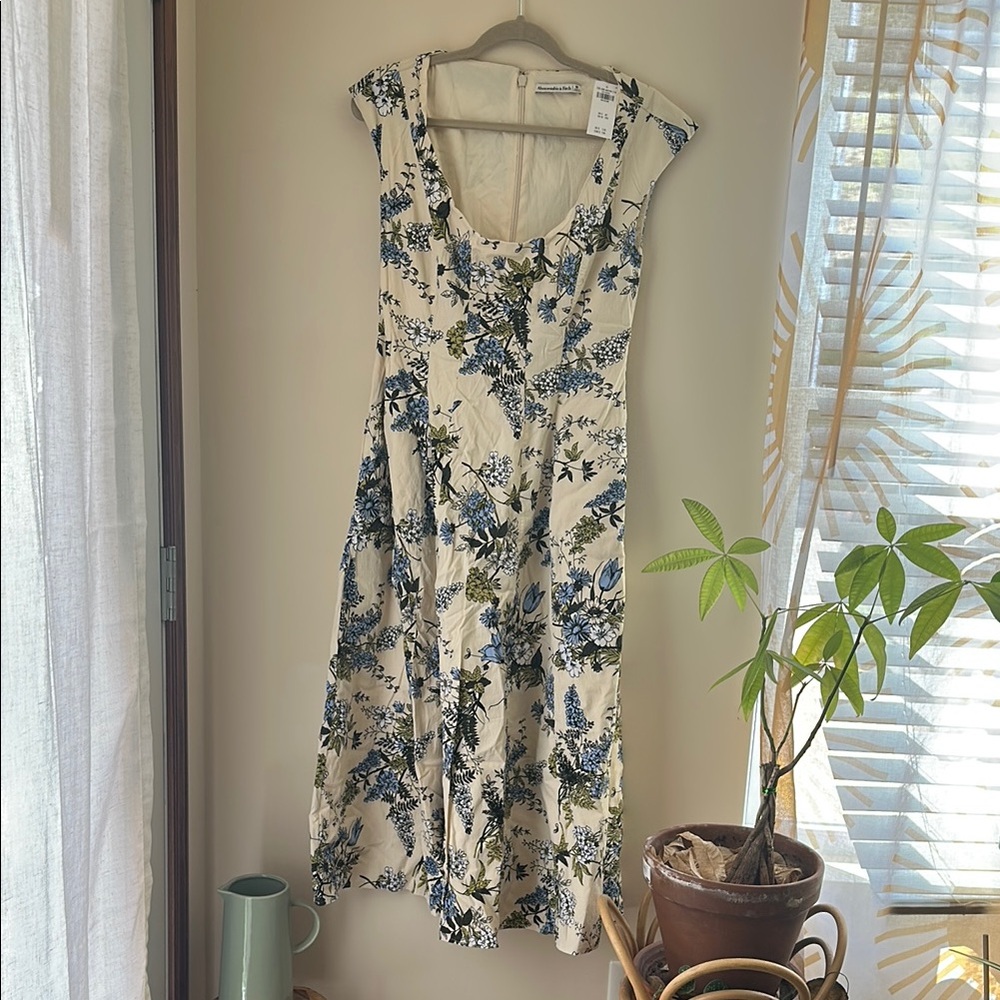 Floral Blue and Cream Dress